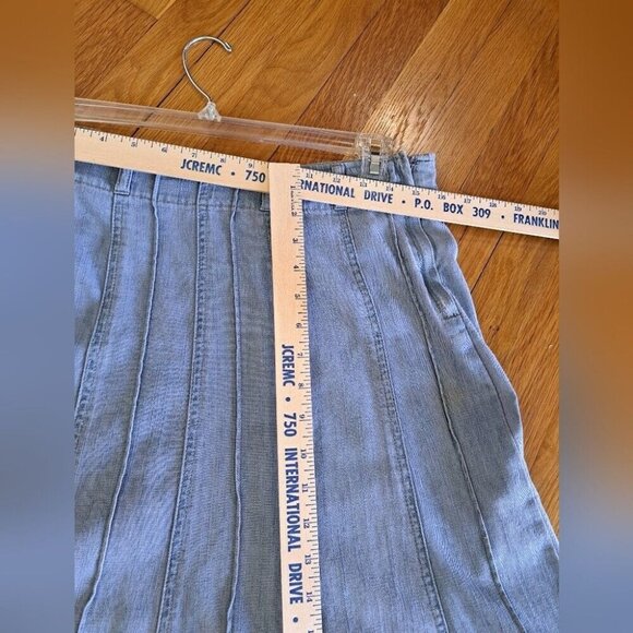 Vintage Y2K Denim Pleated Skirt Side Zip Light Wash Broomstick Size 32" Waist - Picture 8 of 8
